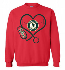 Nurse Heartbeat Oakland Athletics Crewneck Sweatshirt - zezetee Nurse Heartbeat Oakland Athletics Crewneck Sweatshirt - zezetee