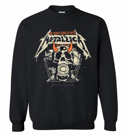 Metallica We Don't Give A Shit Philadelphia Flyers Crewneck Sweatshirt - zezetee Metallica We Don't Give A Shit Philadelphia Flyers Crewneck Sweatshirt - zezetee