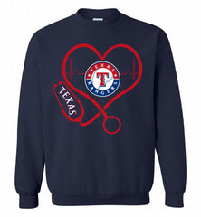 Nurse Heartbeat Texas Rangers Crewneck Sweatshirt - zezetee Nurse Heartbeat Texas Rangers Crewneck Sweatshirt - zezetee