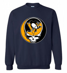 NHL TEAM PITTSBURGH PENGUINS X GRATEFUL DEAD LOGO BAND Crewneck Sweatshirt - zezetee NHL TEAM PITTSBURGH PENGUINS X GRATEFUL DEAD LOGO BAND Crewneck Sweatshirt - zezetee