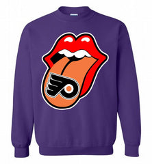 Philadelphia Flyers  x The Rolling Stones Logo Crewneck Sweatshirt - zezetee Philadelphia Flyers  x The Rolling Stones Logo Crewneck Sweatshirt - zezetee
