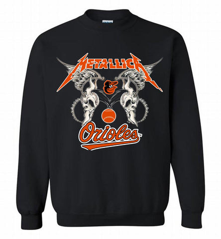 Metallica Baltimore Orioles Logo Crewneck Sweatshirt - zezetee Metallica Baltimore Orioles Logo Crewneck Sweatshirt - zezetee