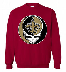 New Orleans Saints Grateful Dead Logo Band Crewneck Sweatshirt - zezetee New Orleans Saints Grateful Dead Logo Band Crewneck Sweatshirt - zezetee
