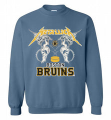 Metallica Boston Bruins Logo Crewneck Sweatshirt - zezetee Metallica Boston Bruins Logo Crewneck Sweatshirt - zezetee