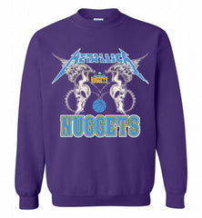 Metallica Denver Nuggets Logo Crewneck Sweatshirt - zezetee Metallica Denver Nuggets Logo Crewneck Sweatshirt - zezetee