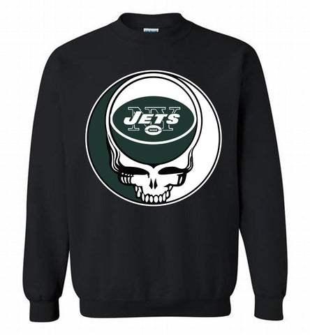New York Jets Grateful Dead Logo Band Crewneck Sweatshirt - zezetee New York Jets Grateful Dead Logo Band Crewneck Sweatshirt - zezetee