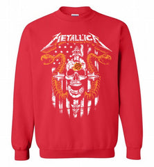 Metallica Snake Skull Phoenix Sun Logo Crewneck Sweatshirt - zezetee Metallica Snake Skull Phoenix Sun Logo Crewneck Sweatshirt - zezetee