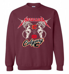Metallica Calgary Flames Logo Crewneck Sweatshirt - zezetee Metallica Calgary Flames Logo Crewneck Sweatshirt - zezetee