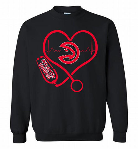 Nurse Heartbeat Love Atlanta Hawks Crewneck Sweatshirt - zezetee Nurse Heartbeat Love Atlanta Hawks Crewneck Sweatshirt - zezetee