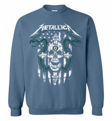 Metallica Oakland Athletics Logo Crewneck Sweatshirt - zezetee Metallica Oakland Athletics Logo Crewneck Sweatshirt - zezetee