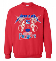 Metallica New York Rangers Logo Crewneck Sweatshirt - zezetee Metallica New York Rangers Logo Crewneck Sweatshirt - zezetee