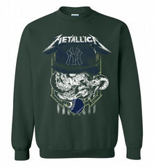 Metallica Skull New York Yankees Logo Crewneck Sweatshirt - zezetee Metallica Skull New York Yankees Logo Crewneck Sweatshirt - zezetee