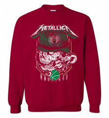 Metallica Skull Snake Boston Celtics Crewneck Sweatshirt - zezetee Metallica Skull Snake Boston Celtics Crewneck Sweatshirt - zezetee