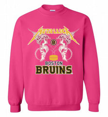 Metallica Boston Bruins Logo Crewneck Sweatshirt - zezetee Metallica Boston Bruins Logo Crewneck Sweatshirt - zezetee