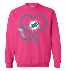 Nurse Heartbeat Miami Dolphins Crewneck Sweatshirt - zezetee Nurse Heartbeat Miami Dolphins Crewneck Sweatshirt - zezetee