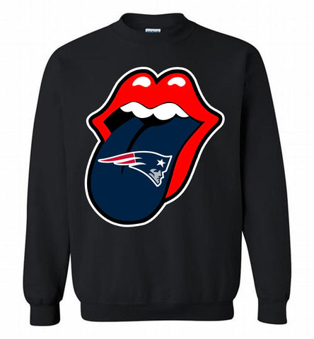 New England Patriots  x The Rolling Stones Logo Crewneck Sweatshirt - zezetee New England Patriots  x The Rolling Stones Logo Crewneck Sweatshirt - zezetee