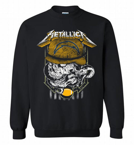 Metallica Skull Snake Los Angeles Chargers Crewneck Sweatshirt - zezetee Metallica Skull Snake Los Angeles Chargers Crewneck Sweatshirt - zezetee