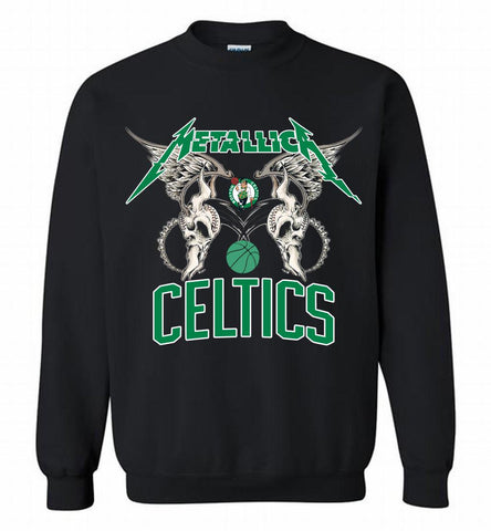 Metallica Boston Celtics Logo Crewneck Sweatshirt - zezetee Metallica Boston Celtics Logo Crewneck Sweatshirt - zezetee