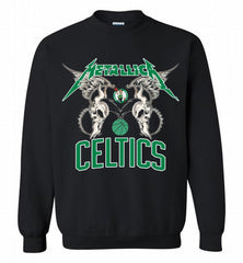 Metallica Boston Celtics Logo Crewneck Sweatshirt - zezetee Metallica Boston Celtics Logo Crewneck Sweatshirt - zezetee