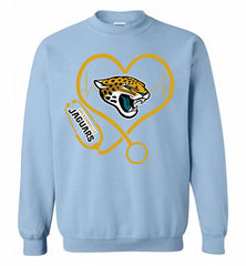 Nurse Heartbeat Jacksonville Jaguars Crewneck Sweatshirt - zezetee Nurse Heartbeat Jacksonville Jaguars Crewneck Sweatshirt - zezetee