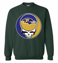 Baltimore Ravens Grateful Dead Logo Band Crewneck Sweatshirt - zezetee Baltimore Ravens Grateful Dead Logo Band Crewneck Sweatshirt - zezetee