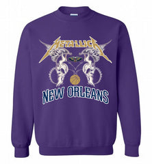 Metallica New Orleans Pelicans Logo Crewneck Sweatshirt - zezetee Metallica New Orleans Pelicans Logo Crewneck Sweatshirt - zezetee