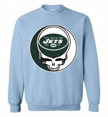 New York Jets Grateful Dead Logo Band Crewneck Sweatshirt - zezetee New York Jets Grateful Dead Logo Band Crewneck Sweatshirt - zezetee