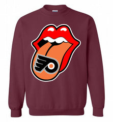 Philadelphia Flyers  x The Rolling Stones Logo Crewneck Sweatshirt - zezetee Philadelphia Flyers  x The Rolling Stones Logo Crewneck Sweatshirt - zezetee