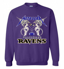 Metallica Baltimore Ravens Logo Crewneck Sweatshirt - zezetee Metallica Baltimore Ravens Logo Crewneck Sweatshirt - zezetee