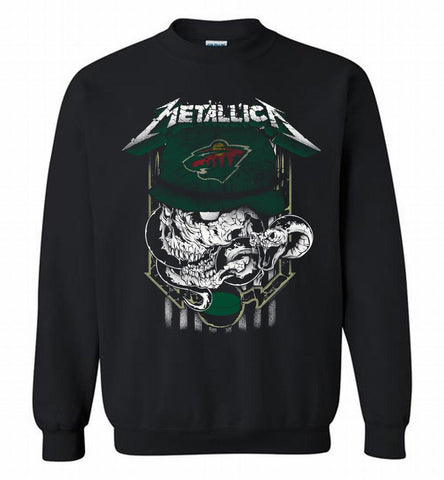 Metallica Skull Snake Minnesota Wild Crewneck Sweatshirt - zezetee Metallica Skull Snake Minnesota Wild Crewneck Sweatshirt - zezetee