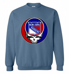 NHL TEAM NEW YORK RANGERS X GRATEFUL DEAD LOGO BAND Crewneck Sweatshirt - zezetee NHL TEAM NEW YORK RANGERS X GRATEFUL DEAD LOGO BAND Crewneck Sweatshirt - zezetee