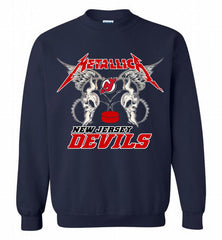 Metallica New Jersey Devils Logo Crewneck Sweatshirt - zezetee Metallica New Jersey Devils Logo Crewneck Sweatshirt - zezetee