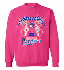 Metallica New York Rangers Logo Crewneck Sweatshirt - zezetee Metallica New York Rangers Logo Crewneck Sweatshirt - zezetee