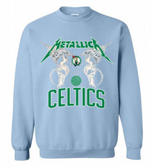 Metallica Boston Celtics Logo Crewneck Sweatshirt - zezetee Metallica Boston Celtics Logo Crewneck Sweatshirt - zezetee
