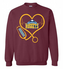 Nurse Heartbeat Love Denver Nuggets Crewneck Sweatshirt - zezetee Nurse Heartbeat Love Denver Nuggets Crewneck Sweatshirt - zezetee