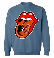Baltimore Orioles  x The Rolling Stones Logo Crewneck Sweatshirt - zezetee Baltimore Orioles  x The Rolling Stones Logo Crewneck Sweatshirt - zezetee