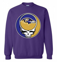 Baltimore Ravens Grateful Dead Logo Band Crewneck Sweatshirt - zezetee Baltimore Ravens Grateful Dead Logo Band Crewneck Sweatshirt - zezetee
