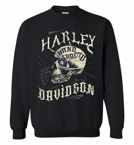 HARLEY DAVIDSON SKULL Houston Astros Crewneck Sweatshirt - zezetee HARLEY DAVIDSON SKULL Houston Astros Crewneck Sweatshirt - zezetee