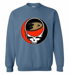 NHL TEAM ANAHEIM DUCKS X GRATEFUL DEAD LOGO BAND Crewneck Sweatshirt - zezetee NHL TEAM ANAHEIM DUCKS X GRATEFUL DEAD LOGO BAND Crewneck Sweatshirt - zezetee