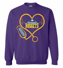 Nurse Heartbeat Love Denver Nuggets Crewneck Sweatshirt - zezetee Nurse Heartbeat Love Denver Nuggets Crewneck Sweatshirt - zezetee