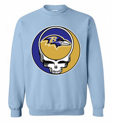 Baltimore Ravens Grateful Dead Logo Band Crewneck Sweatshirt - zezetee Baltimore Ravens Grateful Dead Logo Band Crewneck Sweatshirt - zezetee