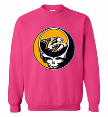 NHL TEAM NASHVILLE PREDATORS X GRATEFUL DEAD LOGO BAND Crewneck Sweatshirt - zezetee NHL TEAM NASHVILLE PREDATORS X GRATEFUL DEAD LOGO BAND Crewneck Sweatshirt - zezetee