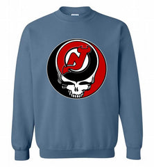 NHL TEAM NEW JERSEY DEVILS X GRATEFUL DEAD LOGO BAND Crewneck Sweatshirt - zezetee NHL TEAM NEW JERSEY DEVILS X GRATEFUL DEAD LOGO BAND Crewneck Sweatshirt - zezetee