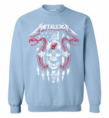 Metallica Snake Skull New Jersey Devils Logo Crewneck Sweatshirt - zezetee Metallica Snake Skull New Jersey Devils Logo Crewneck Sweatshirt - zezetee