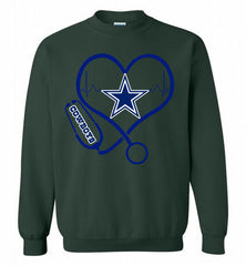 Nurse Heartbeat Dallas Cowboys Crewneck Sweatshirt - zezetee Nurse Heartbeat Dallas Cowboys Crewneck Sweatshirt - zezetee