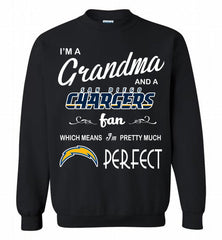 I'M A Grandma And A Chargers Fans I'm Pretty Much Perfect Crewneck Sweatshirt - zezetee I'M A Grandma And A Chargers Fans I'm Pretty Much Perfect Crewneck Sweatshirt - zezetee