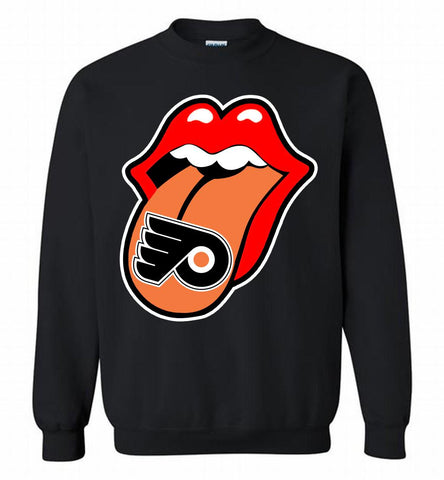 Philadelphia Flyers  x The Rolling Stones Logo Crewneck Sweatshirt - zezetee Philadelphia Flyers  x The Rolling Stones Logo Crewneck Sweatshirt - zezetee