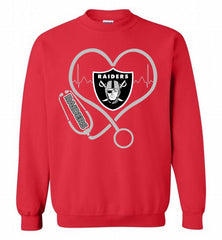 Nurse Heartbeat Oakland Raiders Crewneck Sweatshirt - zezetee Nurse Heartbeat Oakland Raiders Crewneck Sweatshirt - zezetee