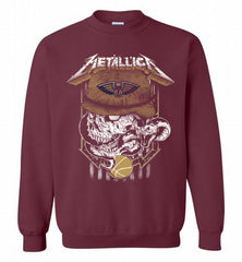 Metallica Skull Snake New Orleans Pelicans Crewneck Sweatshirt - zezetee Metallica Skull Snake New Orleans Pelicans Crewneck Sweatshirt - zezetee