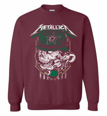 Metallica Skull Snake Dallas Stars Crewneck Sweatshirt - zezetee Metallica Skull Snake Dallas Stars Crewneck Sweatshirt - zezetee